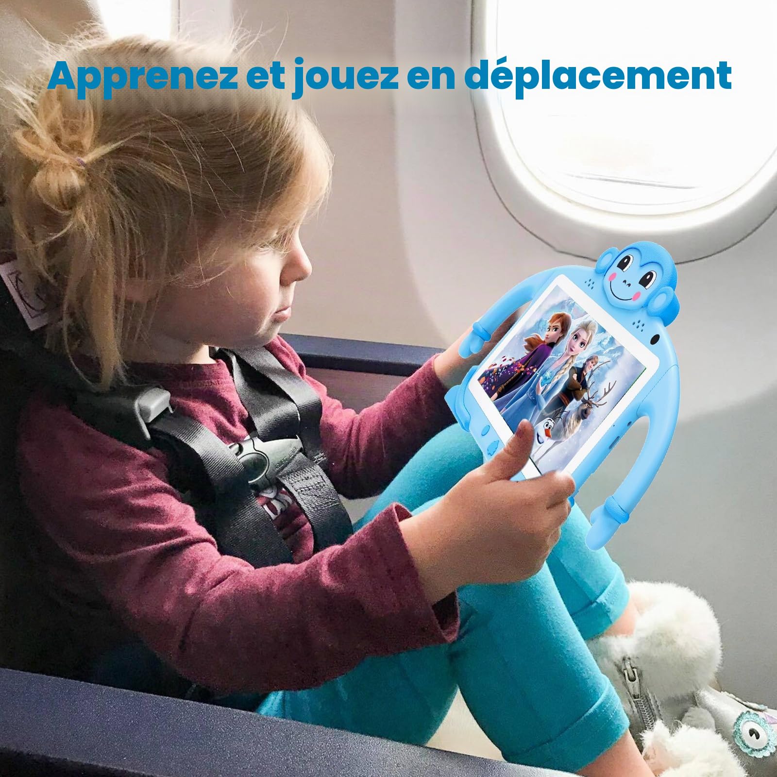 Tablette pour Enfants 7 Pouces Android Tablet PC Tactile Tablette Enfant avec WiFi Double Caméra écran IPS HD Bluetooth, Logiciel Enfant Pré-Installé Quad Core 32Go ROM Kids Tablet Educative (Bleu)