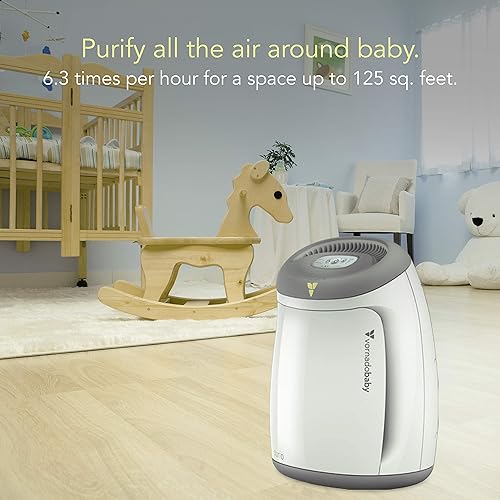 Miniatura 3 de Purio - Purificador de aire para cuarto de bebé con filtro HEPA verdadero, características de seguridad y brillo relajante, color blanco