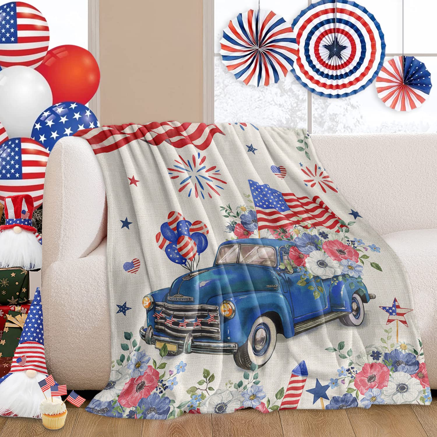 Independence Day Farm Blue Blankets 50