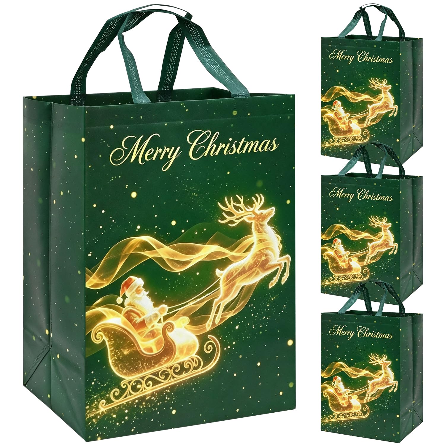 Large Christmas Bags,Green Gold Christmas Gift Bags for Xmas