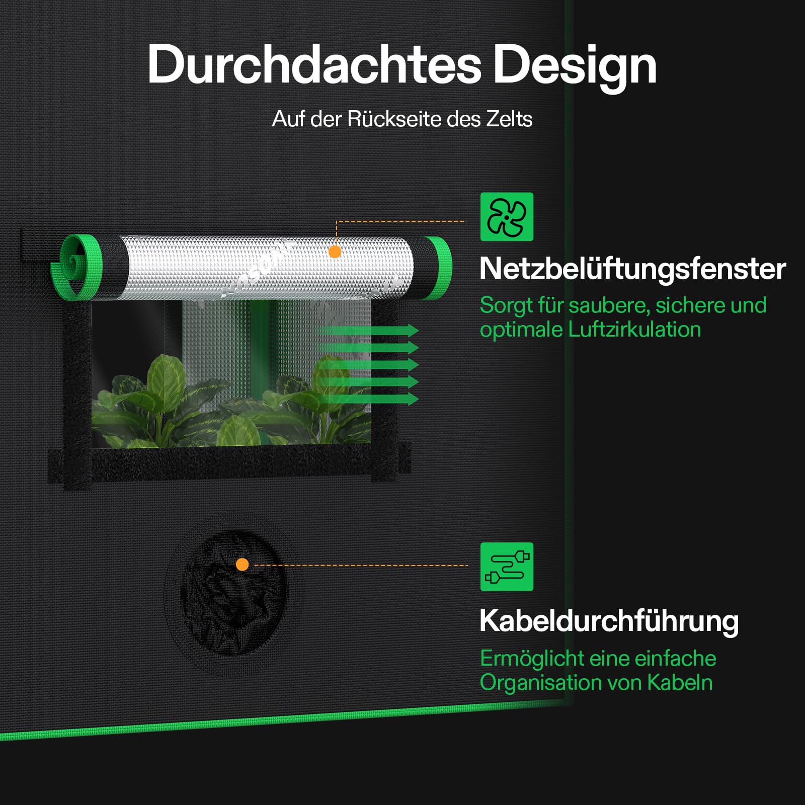 VIVOSUN Growzelt klein 50x36x54cm Grow Zelt mini mit hochreflektierendes Mylar, versiegeltem Bodendesign, Belüftungsfenster und Kabeldurchführungsloch für Aerogarden Hydroponik-Anbausystem