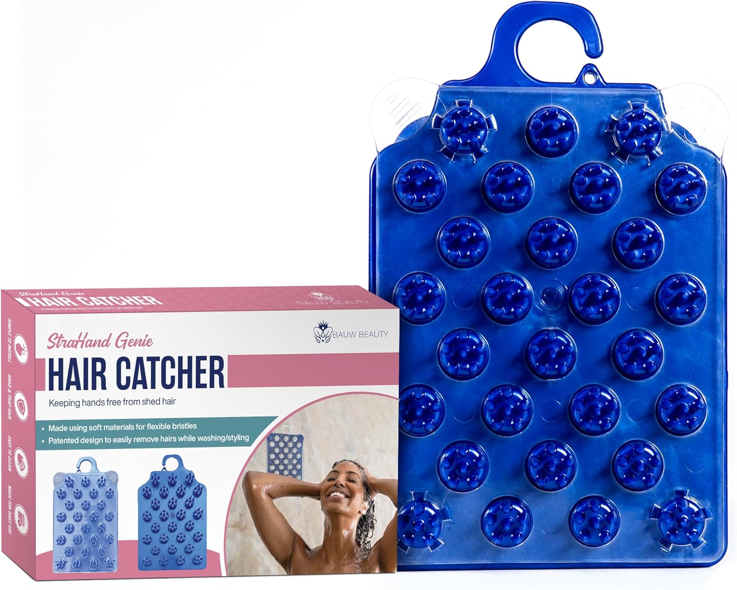 BAUW BEAUTY Shower Hair Catcher for Wall Mount Strahand Genie Protect