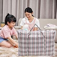 Vista 4 de Alipis 2 piezas XL bolsa de almacenamiento de edredón grande bolsa de mano para ropa de cama impermeable edredón cremallera mudanza para el hogar