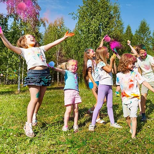 Miniatura 5 de ARELUX Paquete de 12 bolas de polvo de color, bombas de tiza de color Holi recargables en 2.65 oz, diversión de color, fotografía de humo, maratón,