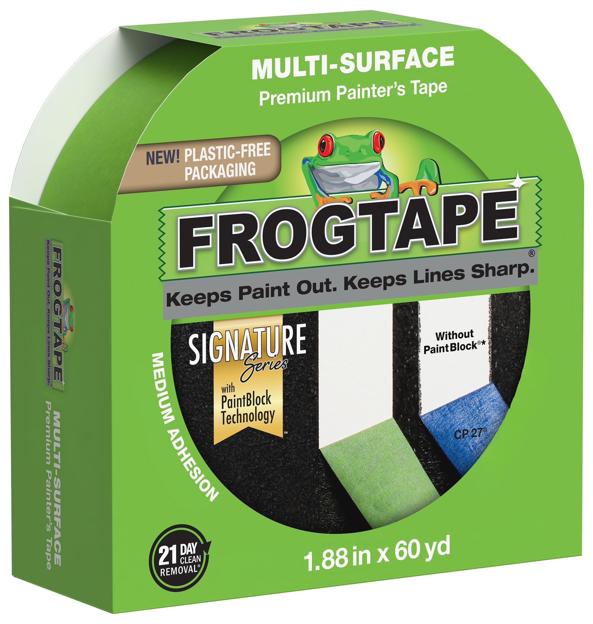 FrogTape 1358464 Multi-Surface Painting Tape, Green, 1.88-Inch x 60-Yard Roll