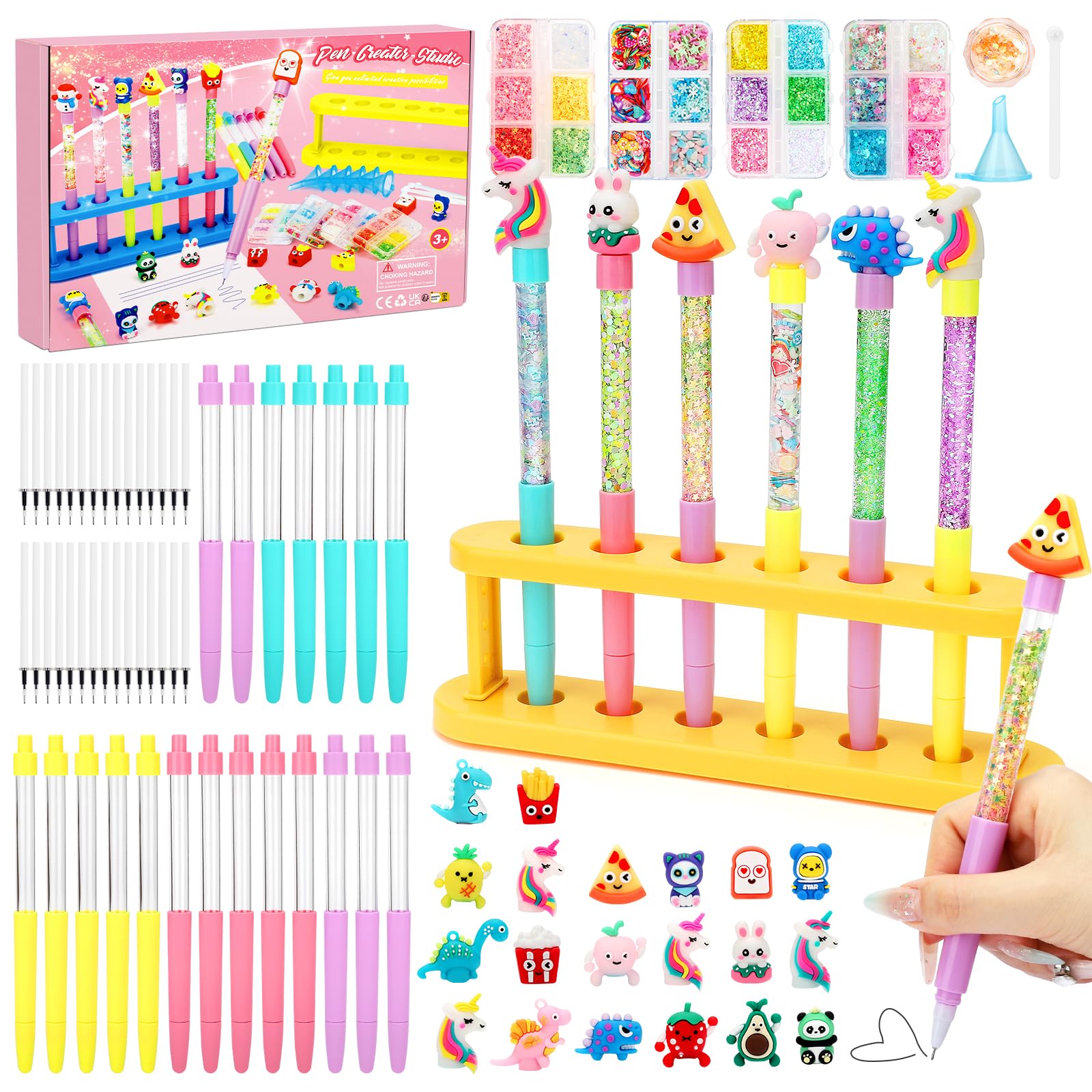 20 Piezas Laboratorio de Bolígrafos Rotuladores, Fabrica de Boligrafos Personalizados con 100+ Accesorios, Kit Manualidades, Juguetes & Regalos para Niñas 5 6 7 8 9 10 Años