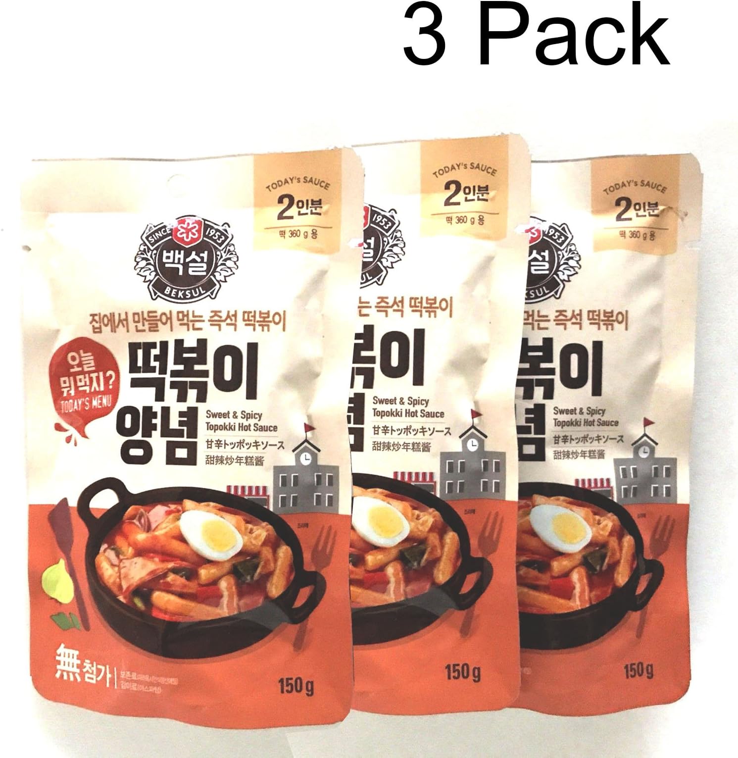 Korean Sweet & Spicy TTeokbokki Hot Sauce Stir-fried squid Bulgogi Gochujang (Pack of 3)