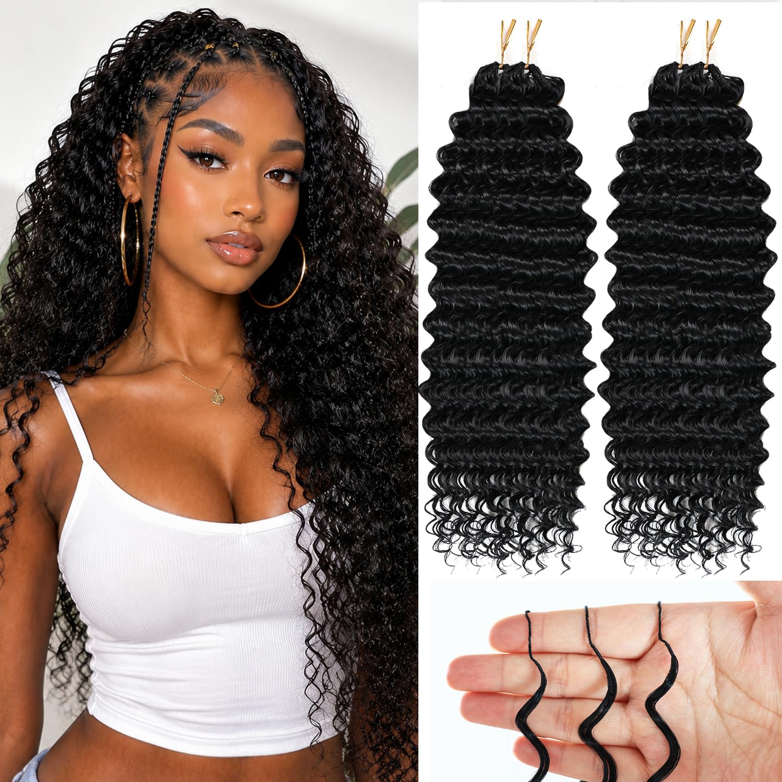 Photo 1 of KOLOVVH 18 Inch Deep Wave Synthetic Crochet Hair