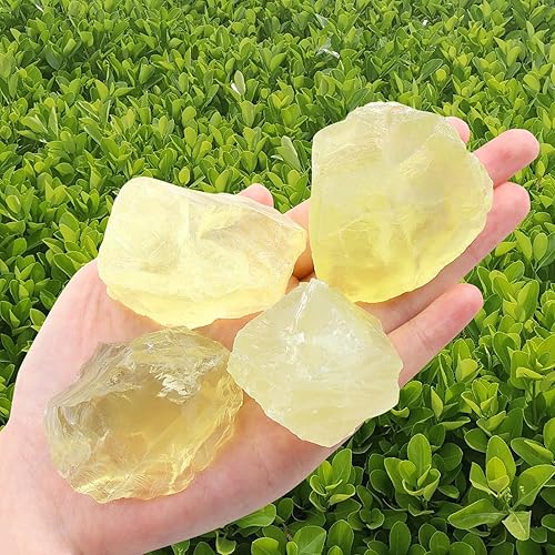 XIANNVXI Cristales de citrino grandes de 2.5 pulgadas, piedras en bruto naturales, piedras preciosas a granel para curación de reiki, envoltura de