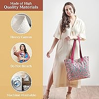 Vista 108 de Maison d' Hermine Bolsa de lona para mujer, bolsa de lona de algodón reutilizable para el hombro, bolsas de comestibles a granel con asa para 01