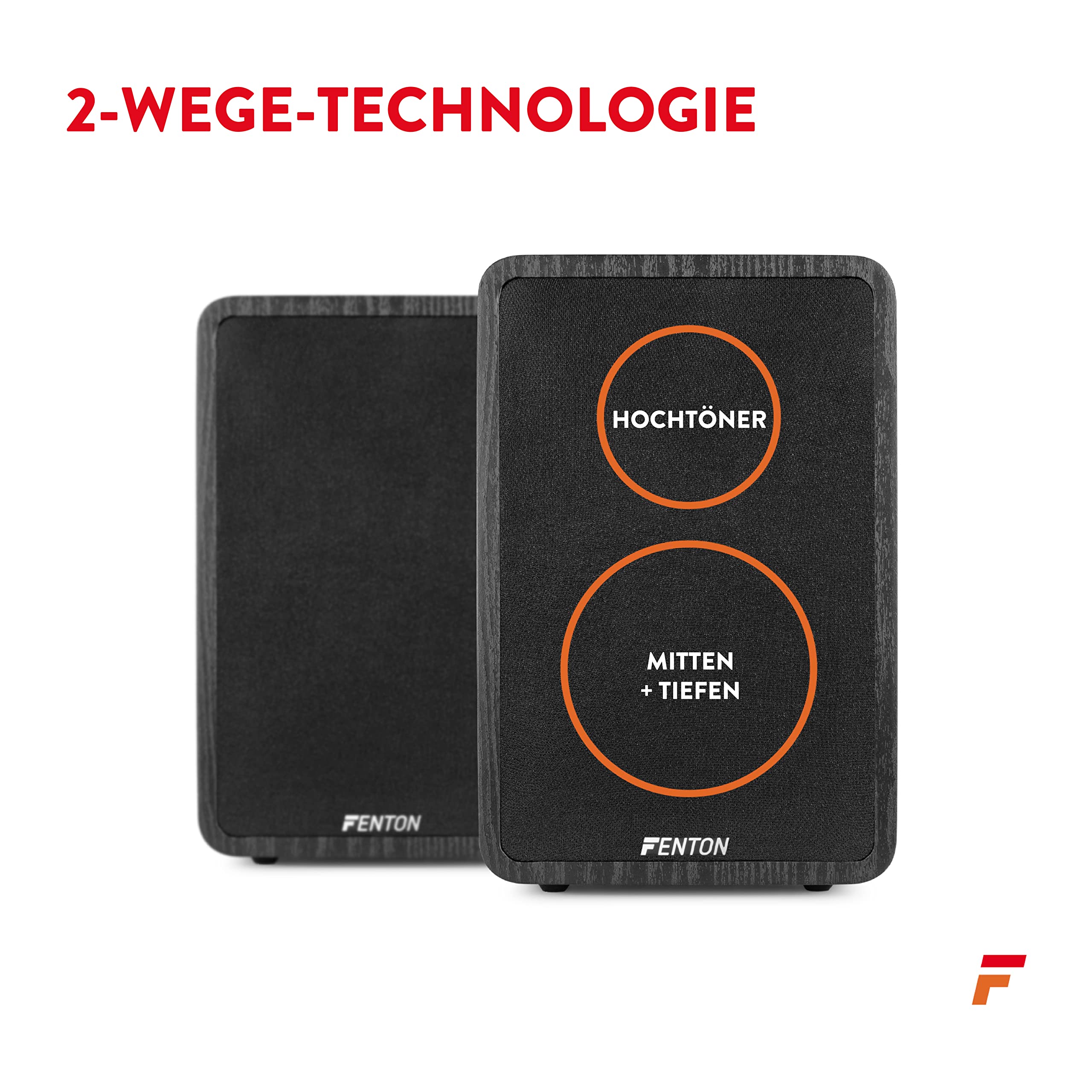 Fenton SHFB65 HiFi Lautsprecher, Regallautsprecher 6,5 Zoll, 200 Watt Kompaktlautsprecher, rutschfeste Gummifüße, Schraubklemmen, Lautsprecherset, Stereo Boxen