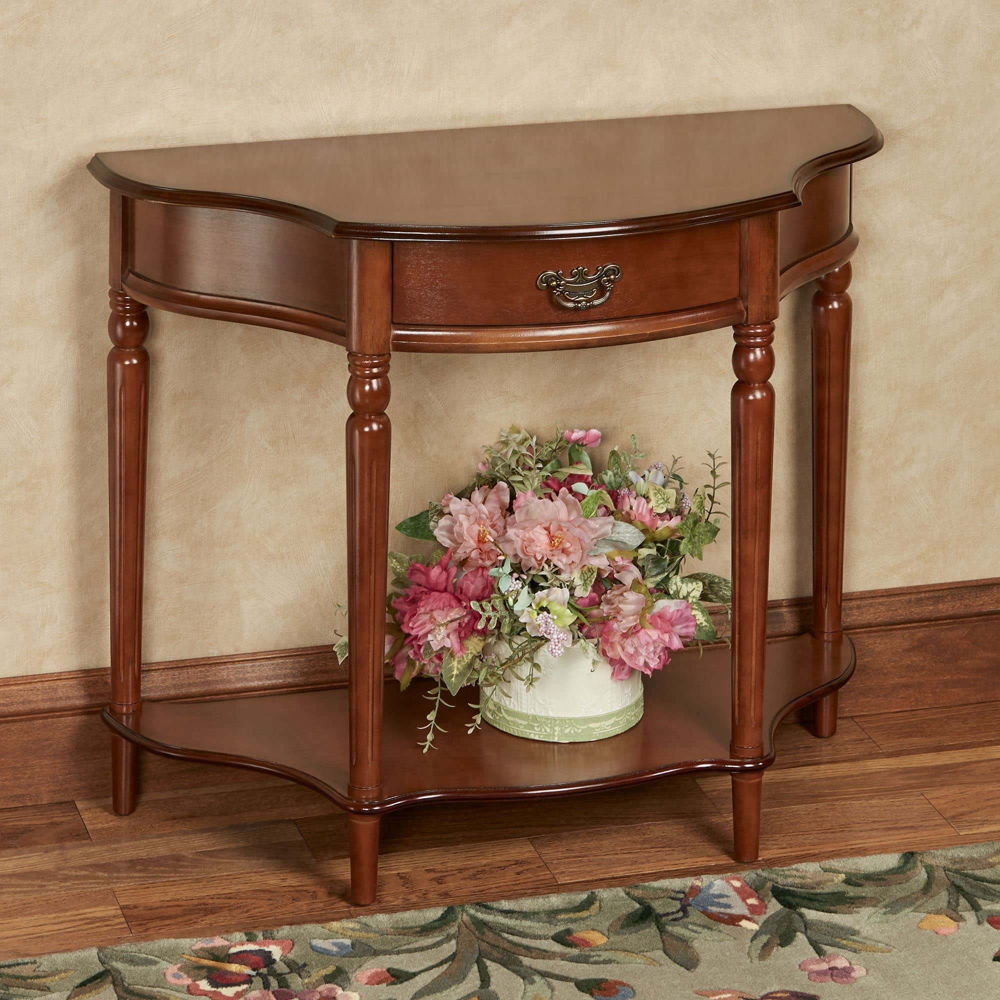 Touch of Class Foster Console Table Regal Walnut - Traditional Decorative Furniture - Half Circle Moon Shape - Elegant Display Tables for Entryway, Hallway, Living Room 16"D x 35.5"W x 29"H