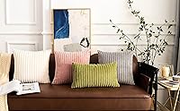 Vista 603 de UGASA - Juego de 2 fundas de almohada de terciopelo a rayas, funda decorativa para cojín con cremallera oculta para el hogar, sofá, dormitorio