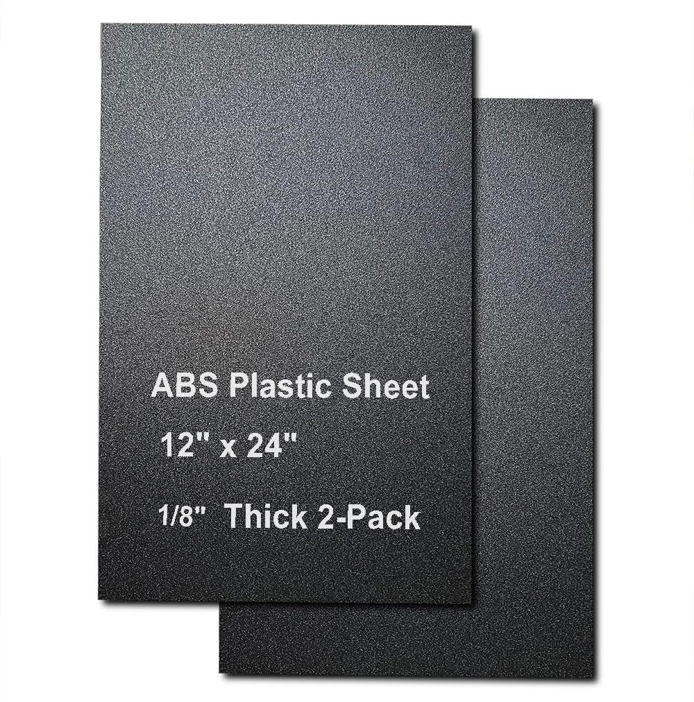 1/8" Thick, ABS Plastic Sheet - 12" X 24" Thin Rigid Plastic Sheet,Black – DIY Projects,Plastic Repair,Ideal for Signage, Displays, and Digital/Screen Printing (Matte & Textured) 2-Pack