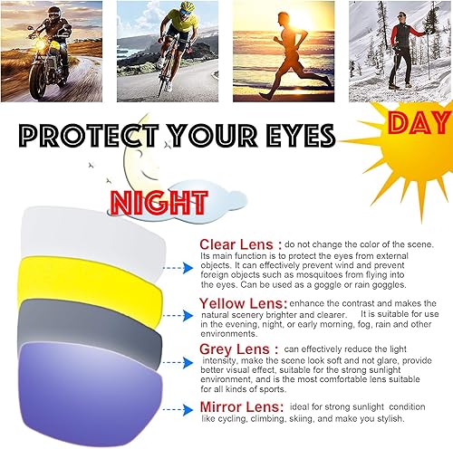 Miniatura 6 de Anteojos de motocicleta con marco acolchado, lentes con bloqueo total de UVB, para actividades al aire libre