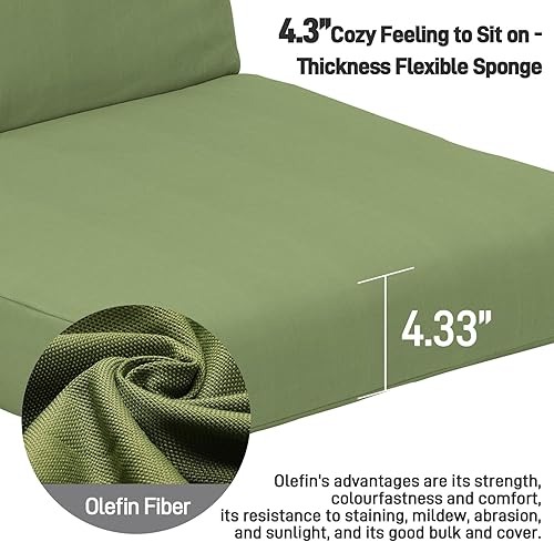 Miniatura 6 de Aoodor Cojín para silla de patio con respaldo alto, funda de tela de olefina, espuma de esponja, 46 x 21 x 4 pulgadas, juego de 4 (solo cojines)