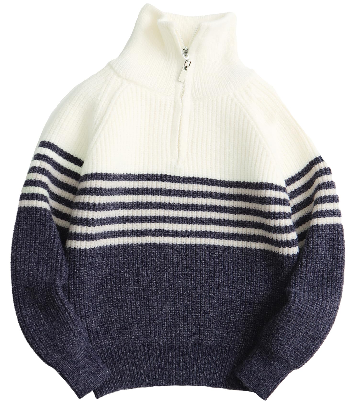 FEOYA Jersey de manga larga para niños con media cremallera a rayas para otoño e invierno Top 5-12 años