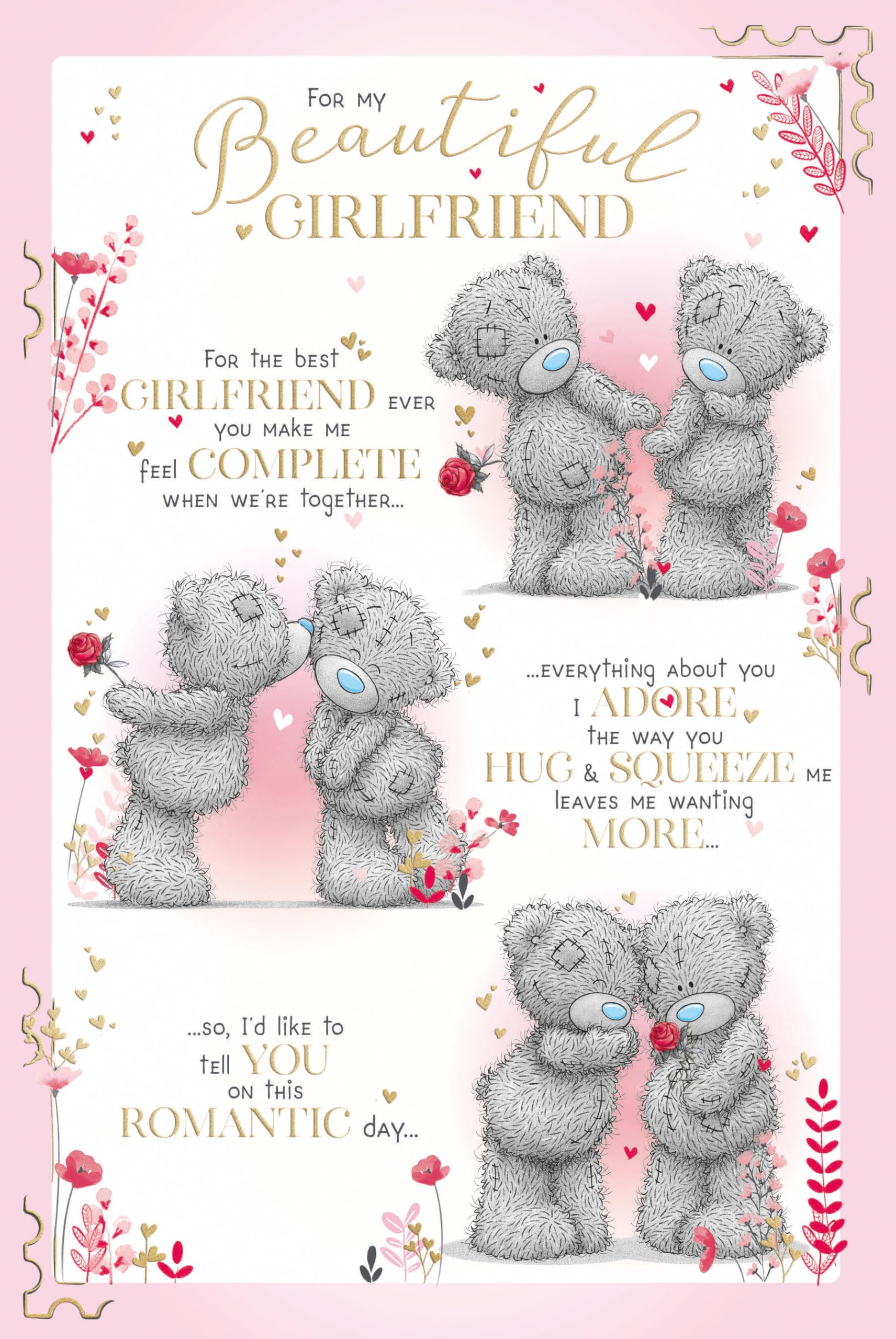 Me To You Tatty Teddy Valentine's Day Card 'To my Beautiful Girlfriend' 6 x 9 - Official Collection