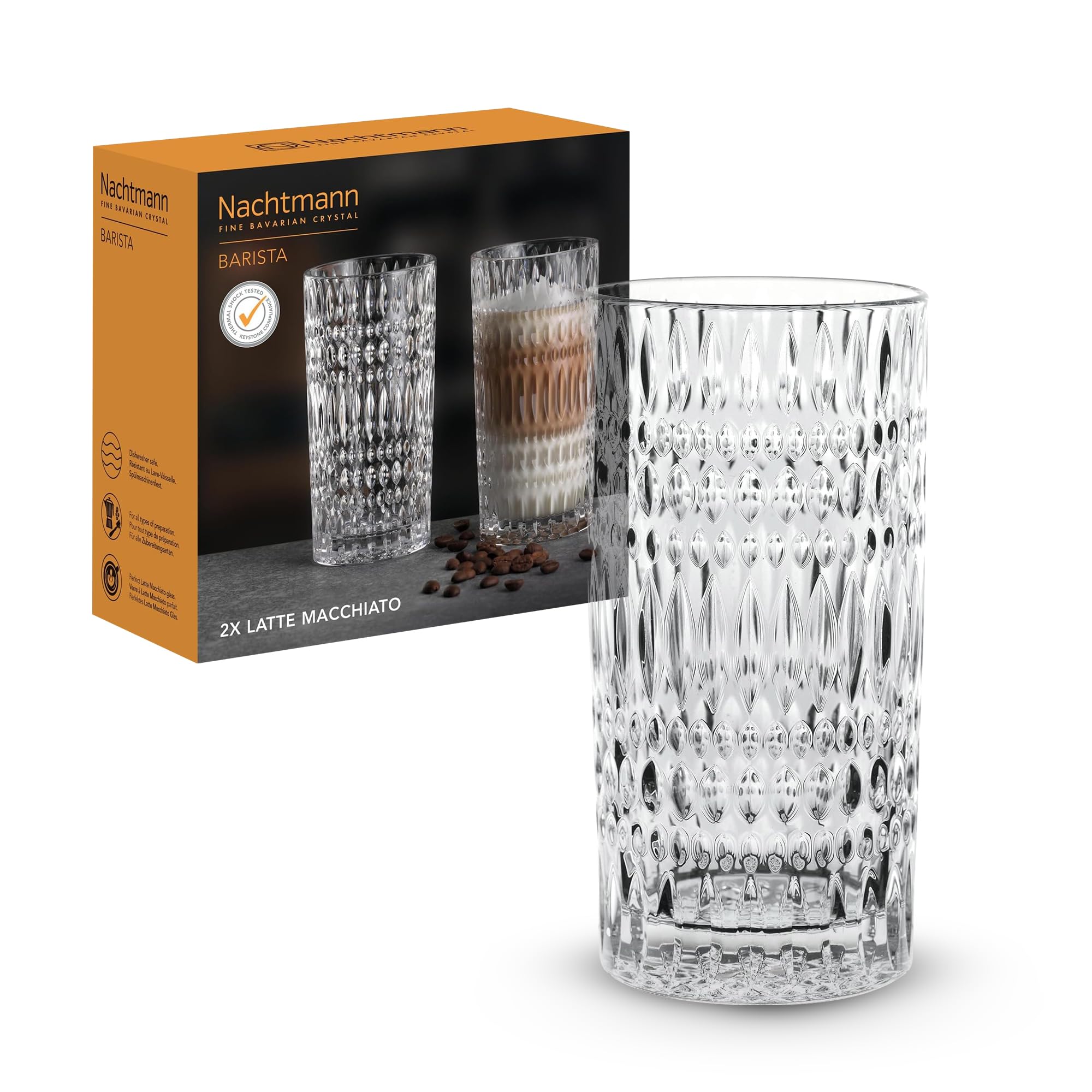 Spiegelau & Nachtmann 104903 Latte Macchiato Glasses Crystal 435 ml Ethnic Colour Barista Set of 2