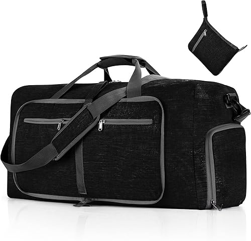 Vomgomfom Bolsa de viaje plegable de 65L85L115L, equipaje facturado ligero con compartimento para zapatos, bolsa de fin de semana resistente al agua