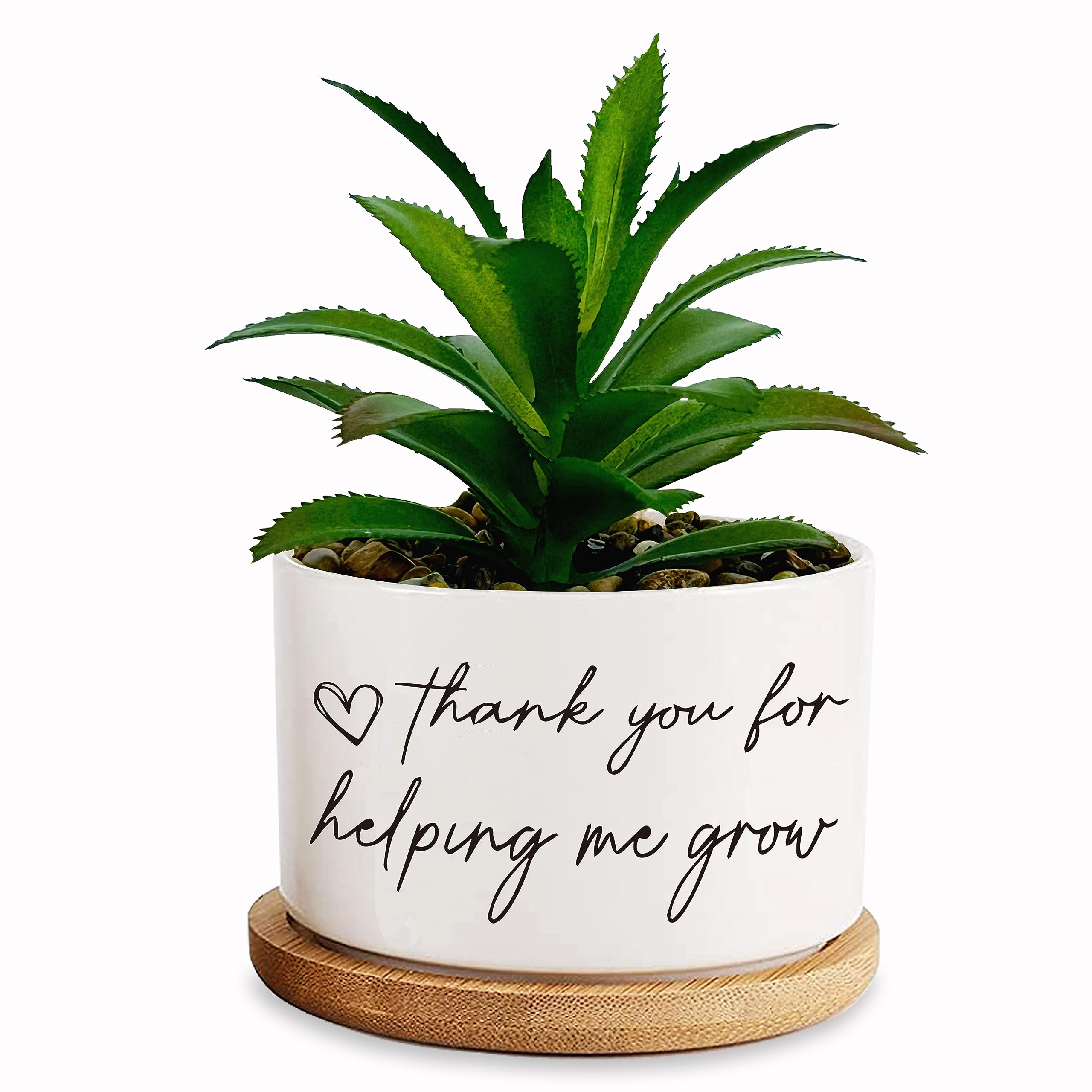 Thanks for Helping Me Grow Funny Plant Pots Thank You Pot Without Plant, Small Succulent Plant Pot Indoor Planter for Women Men Friend Coworker Housewarming Gift Plant Gifts Pot (No Plant)