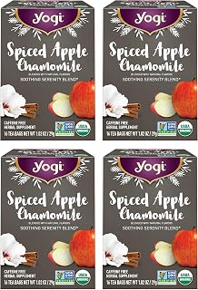 Yogi Tea Spiced Apple Chamomile - Organic Chamomile Tea - Relaxation Blend - Caffeine-Free - Includes Cinnamon, Ginger, Licorice & More - 16 Tea Bags Per Pack (4 Packs)