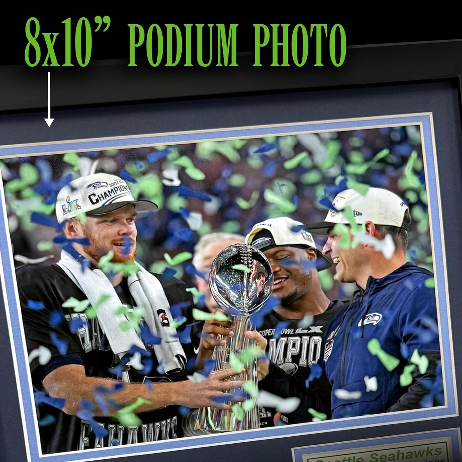 Legends Never Die 2025 SB LX Champions | Collectible Seattle Football Memorabilia | Framed Picture & Photo Collage Gift, Man Cave Wall Art, Home & Room Decor | 2 Sizes & 2 Styles (Podium, 12"x15") - Image 4