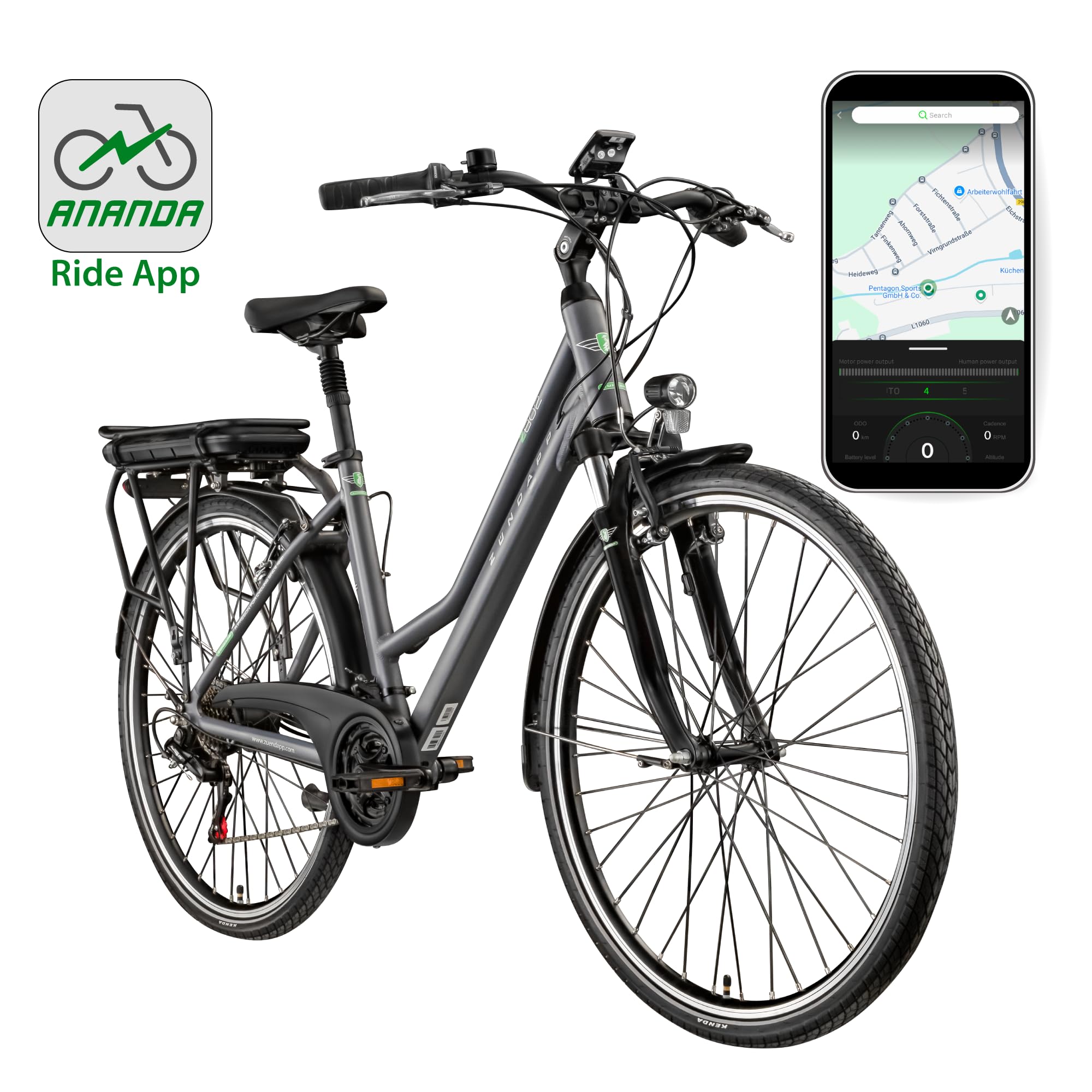 ZÜNDAPP Z802 E Bike Trekking 155-185 cm Fahrrad 21 Gänge, bis 115 km, 28 Zoll Elektrofahrrad mit Beleuchtung und LED Display, Ebike Trekkingrad