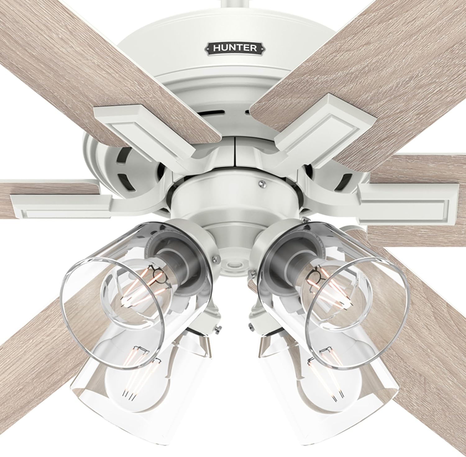 Hunter Fan 52 Inch Fresh White Indoor Ceiling fan with Light and Remote for Bedroom, Living Room, Office, Kitchen (Renewed)