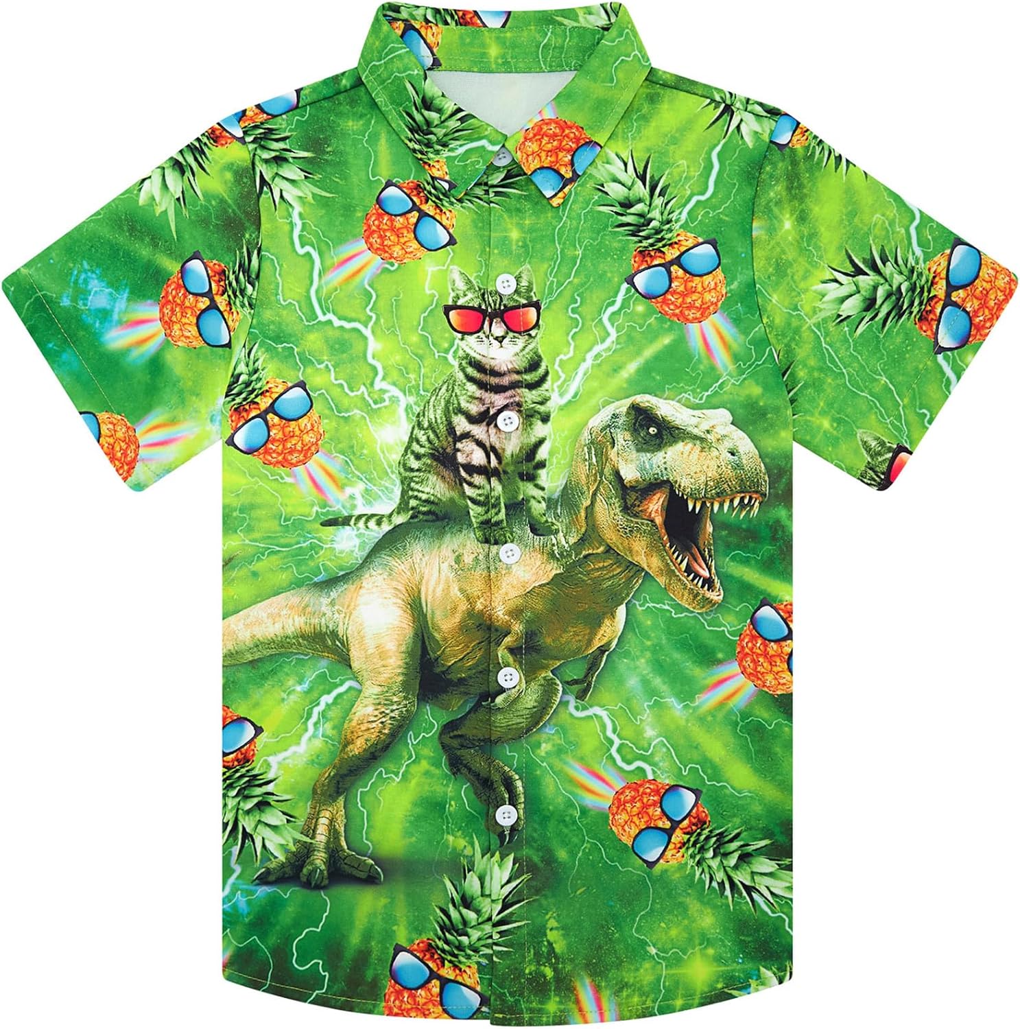 uideazone Boys Hawaiian Shirts Novelty Printed Funky Short Sleeve Button Down Shirt Kids Aloha Luau Shirt 7-14T