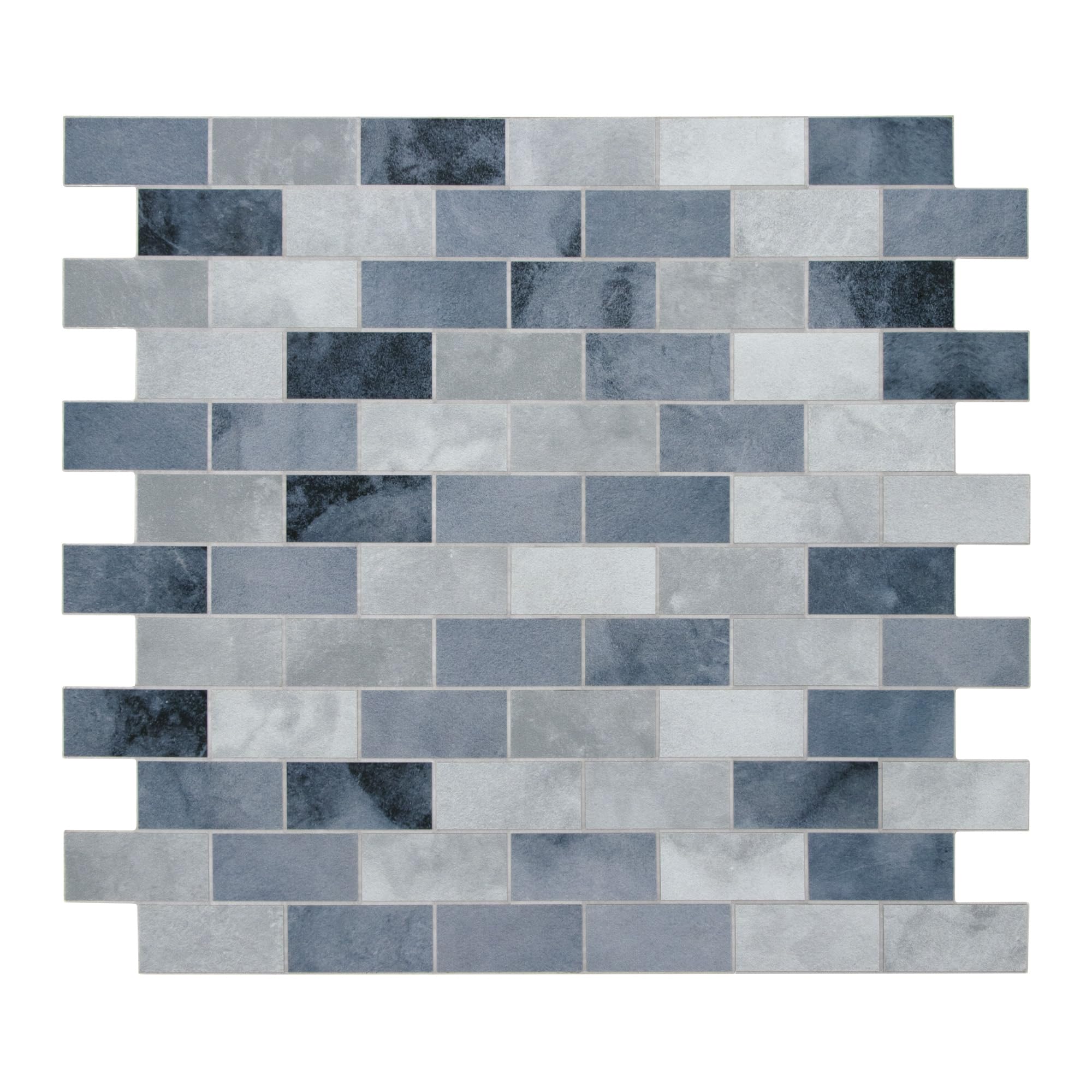 View 1 of 10-Sheet Subway Peel and Stick Backsplash Tile, 11.3" x 10.8" Blue Stone Composite Cement Looks Self Adhesive Waterproof Wall Tile, Stick on Tiles for Kitchen Bathroom Shower Fireplace