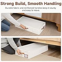 Vista 4 de StorageWorks Underbed Storage with Lid, 2-Pack Under Bed Storage Containers for Clothes, Bedding, and Sweaters, Beige