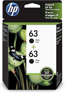 HP 63 | 2 Ink Cartridges | Black | Works with HP DeskJet 1112, 2100 Series, 3600 Series, HP ENVY 4500 Series, HP OfficeJet 3800 Series, 4600 Series, 5200 Series | F6U62AN