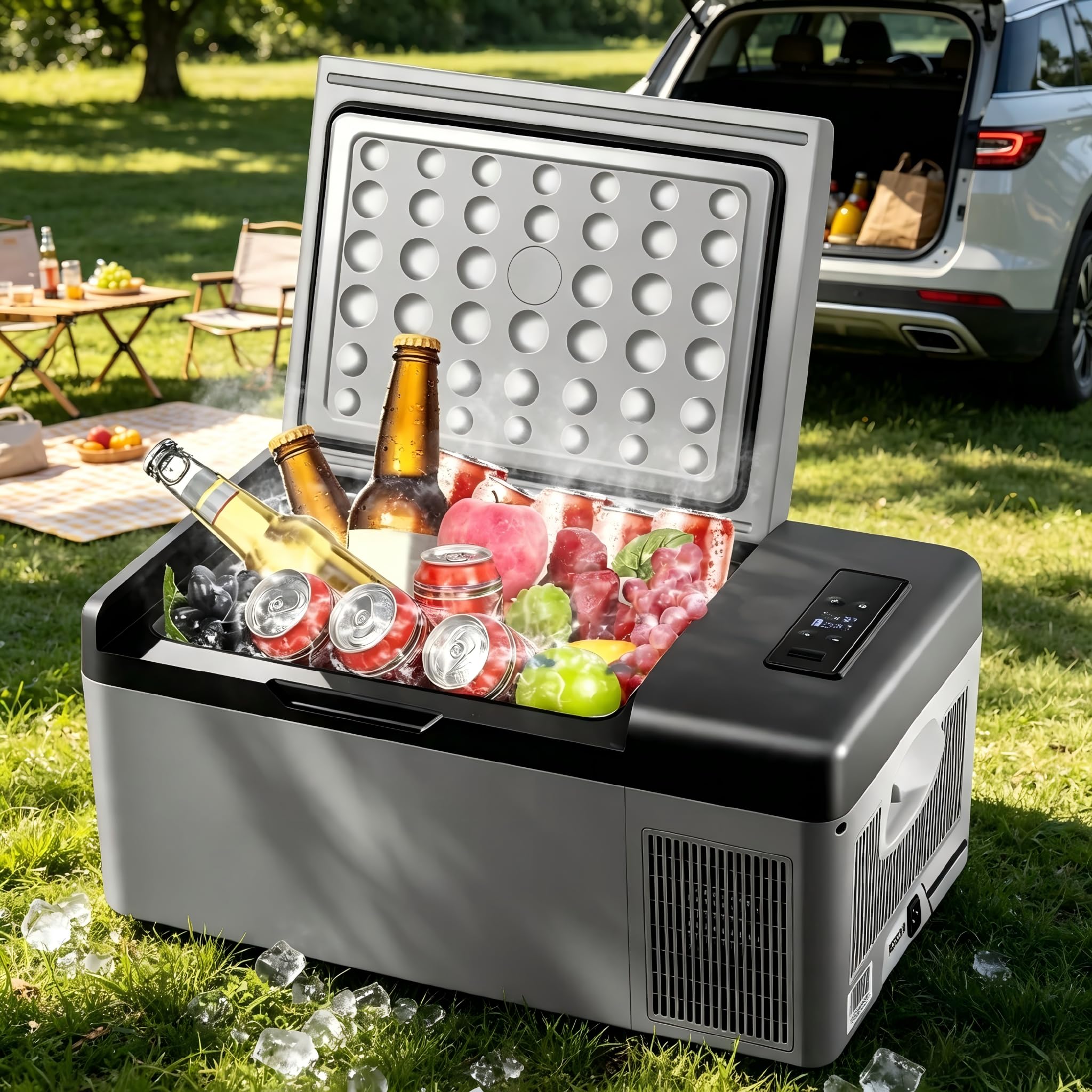 Frigorifero Portatile Auto 12V, Frigo Compressore da Campeggio -20℃~20℃, Mini Congelatore per Auto Camper SUV e Viaggi, Raffreddamento Rapido per Bevande, Alimenti e Outdoor