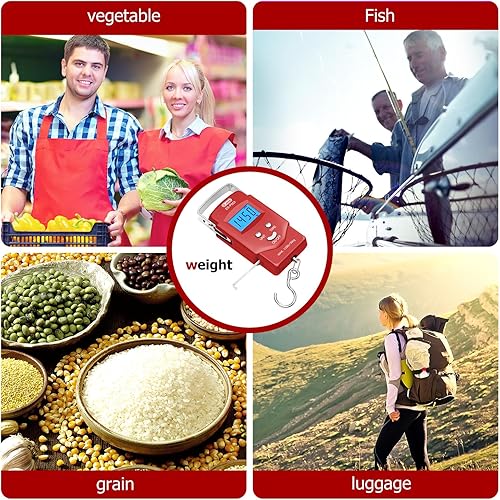 Miniatura 24 de Báscula de equipaje PS01 110 lb/50 kg con pantalla LCD retroiluminada, báscula digital con cinta métrica incorporada, báscula de pesca con 2