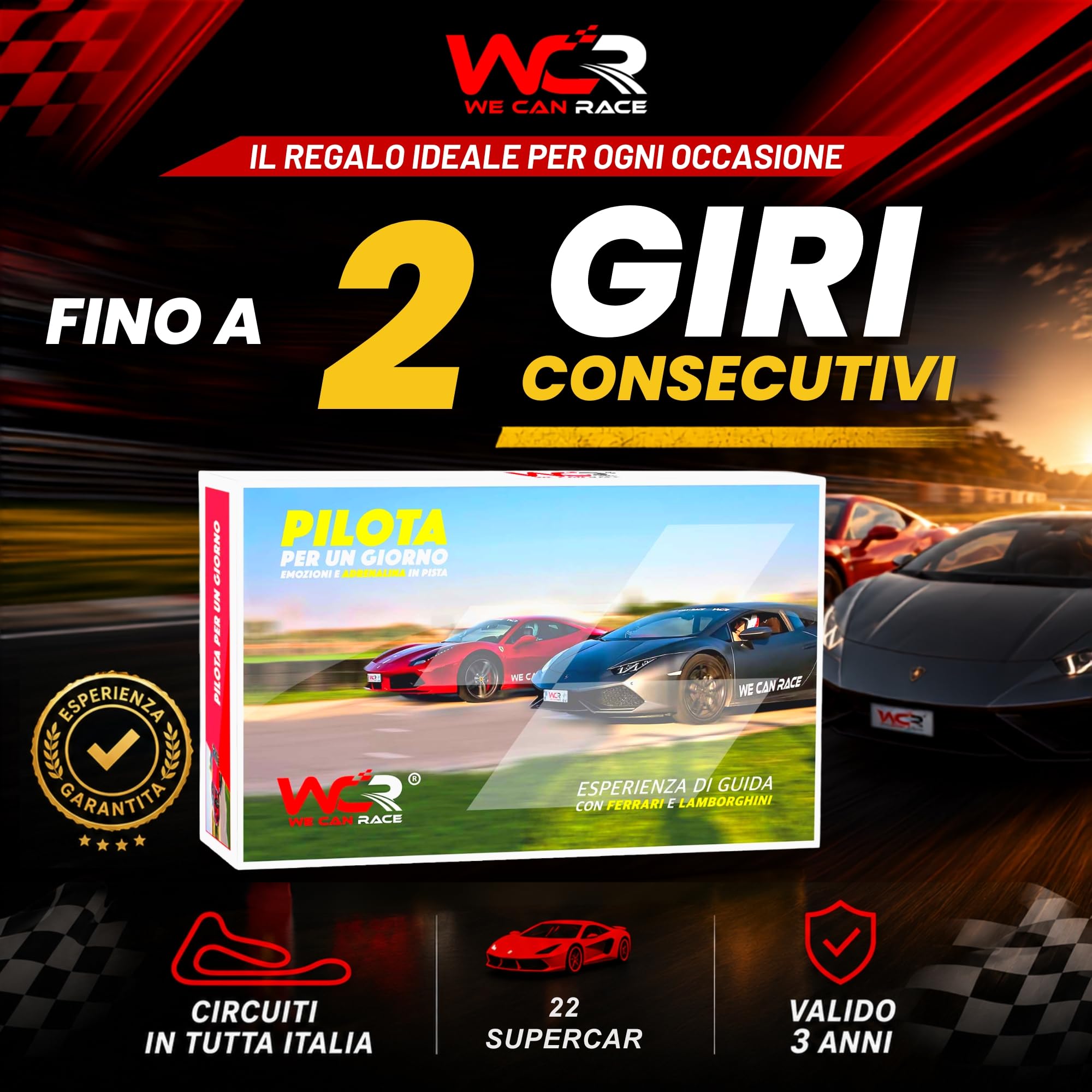 Cofanetto Senna - Cofanetto Regalo Uomo o Donna - Esperienza di Guida in Supercar Fino a 2 Giri - Idee Regalo per Lui e lei Compleanno Laurea Amici Gift Box Massima Adrenalina Motori