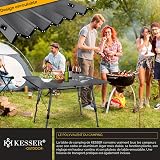 KESSER® Table de camping pliable avec cadre en aluminium - Plateau de table enroulable - Hauteur réglable - Avec sac de transport avec dragonne - 120 x 70 cm - Jusqu'à 30 kg - Anthracite - 8