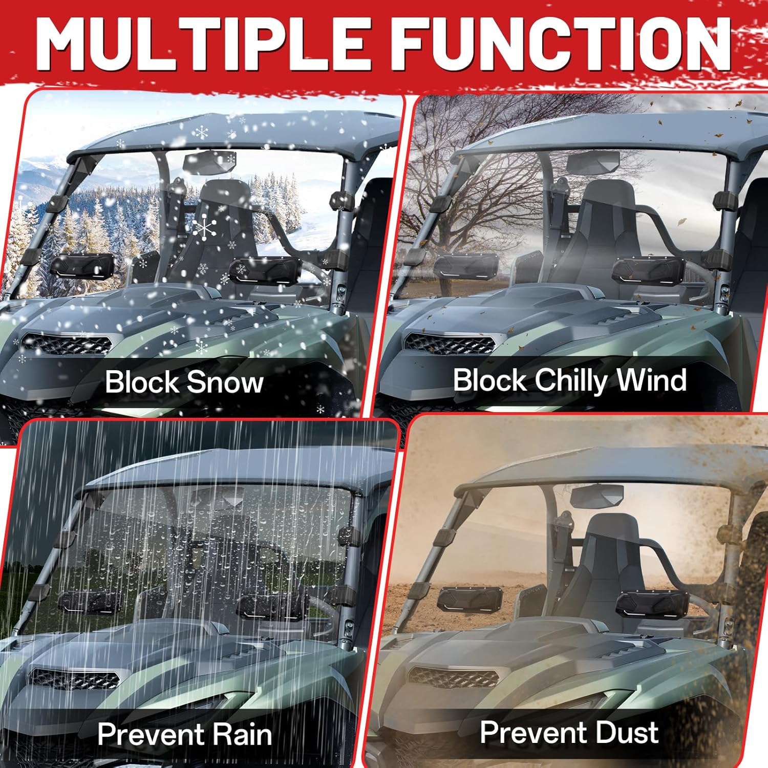 StarknightMT Wolverine Vent Windshield Scratch-Resistant Compatible with 2021-2026 Wolverine RMAX 1000 2/4 X2/ X4 850/1000 Accessories Waterproof Clean All Protection Window Used with Hard/Soft Roof