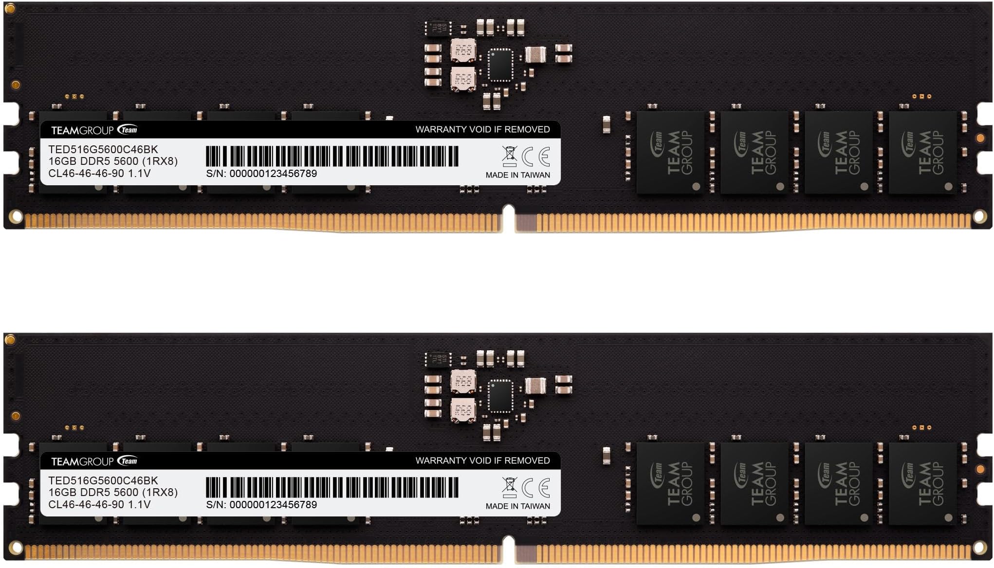 - TEAMGROUP Elite DDR5 32GB Kit (2x16GB) 5600Mhz PC5-44800 CL46 Non-ECC Unbuffered UDIMM 288 Pin PC Computer Desktop Memory Module Ram Supports Intel & AMD TED532G5600C46DC01