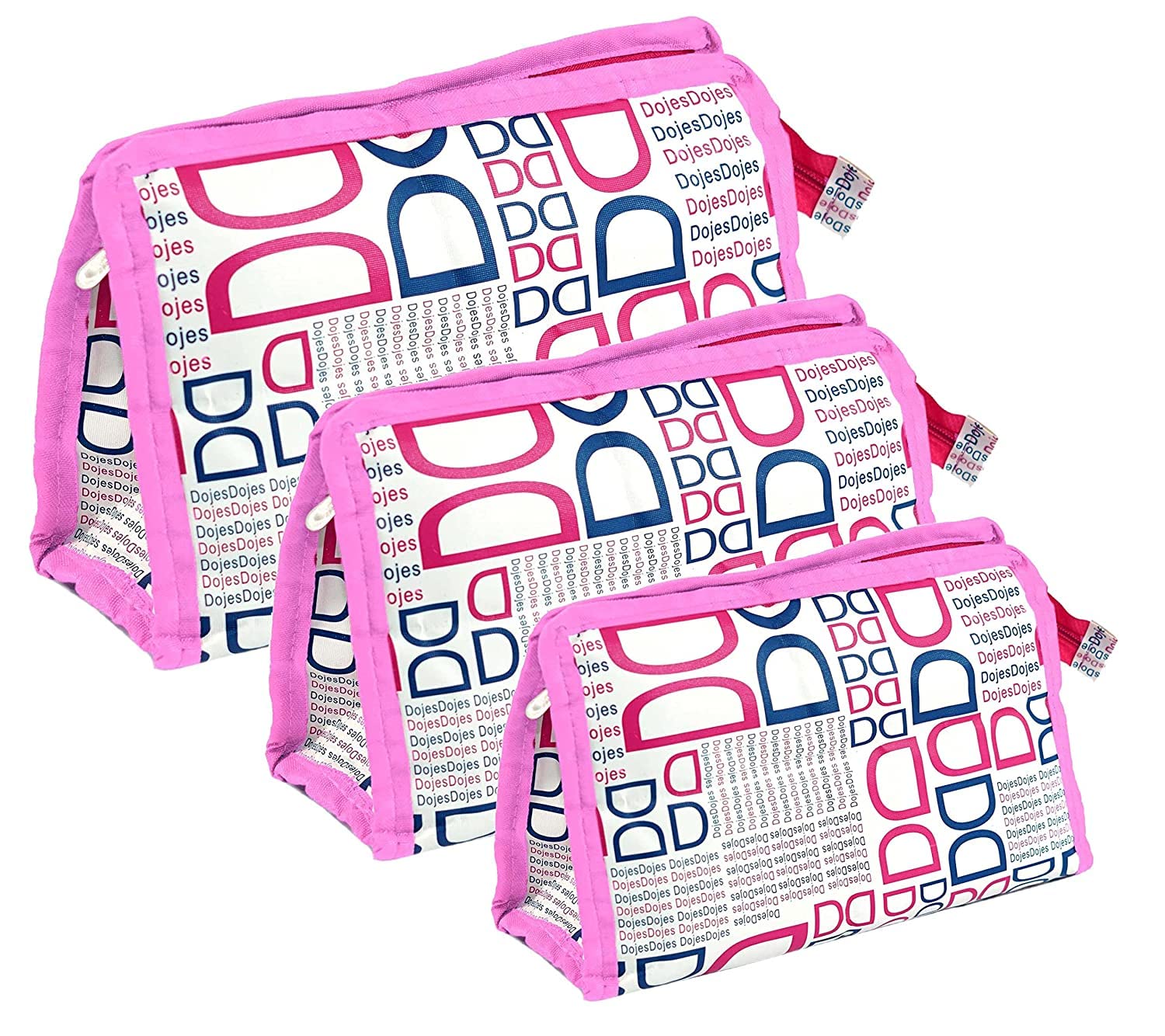 Set of 3 Difference Size Multipurpose Travel Pouch Toiletry Shaving Cosmetic Makeup Kit Zipper Stationary Case Pen/Pencil/Cosmetics Pouch (Dark D Pink)-image-25