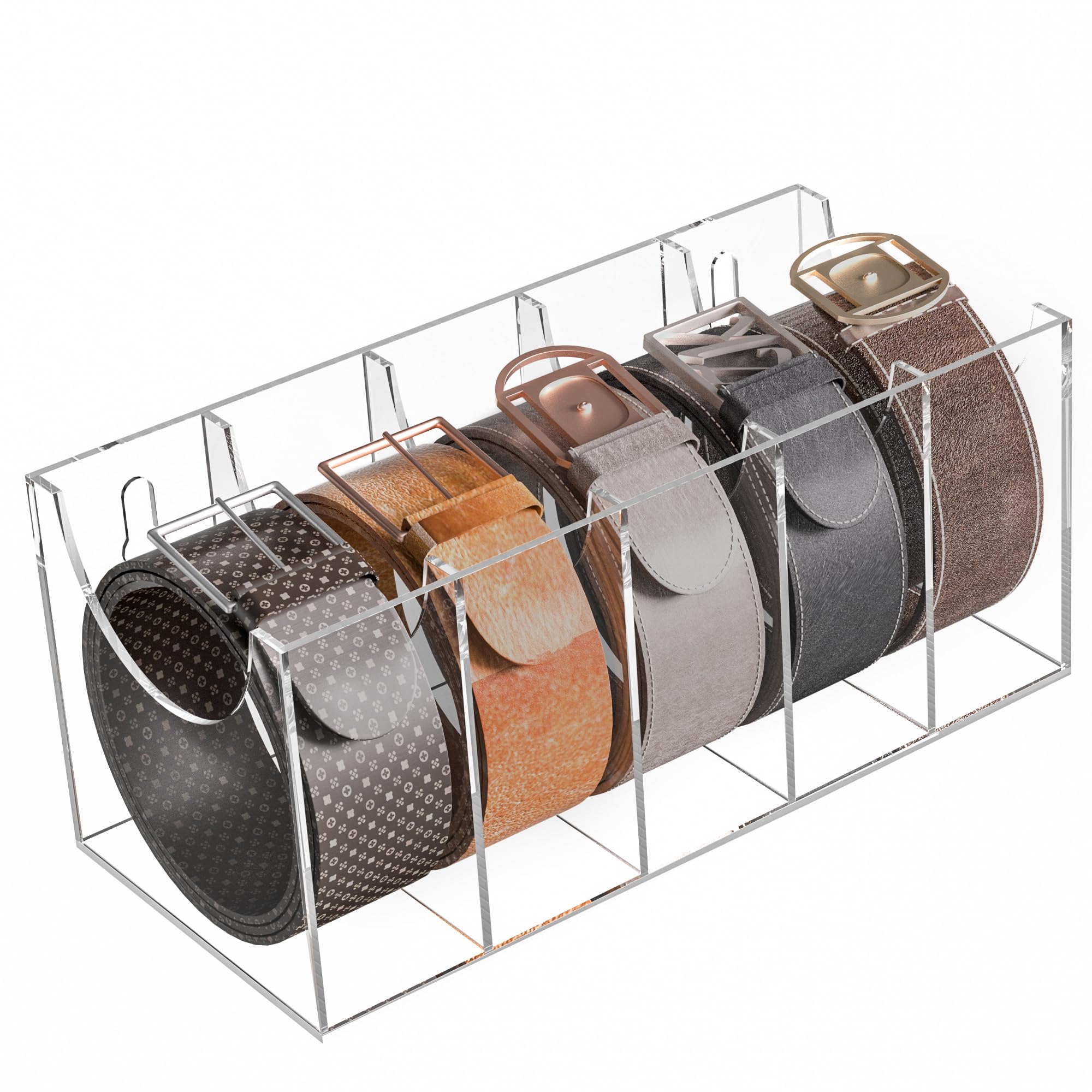 Sezanrpt Organiseur de ceinture en acrylique transparent à 5 compartiments pour cravates, fixation murale
