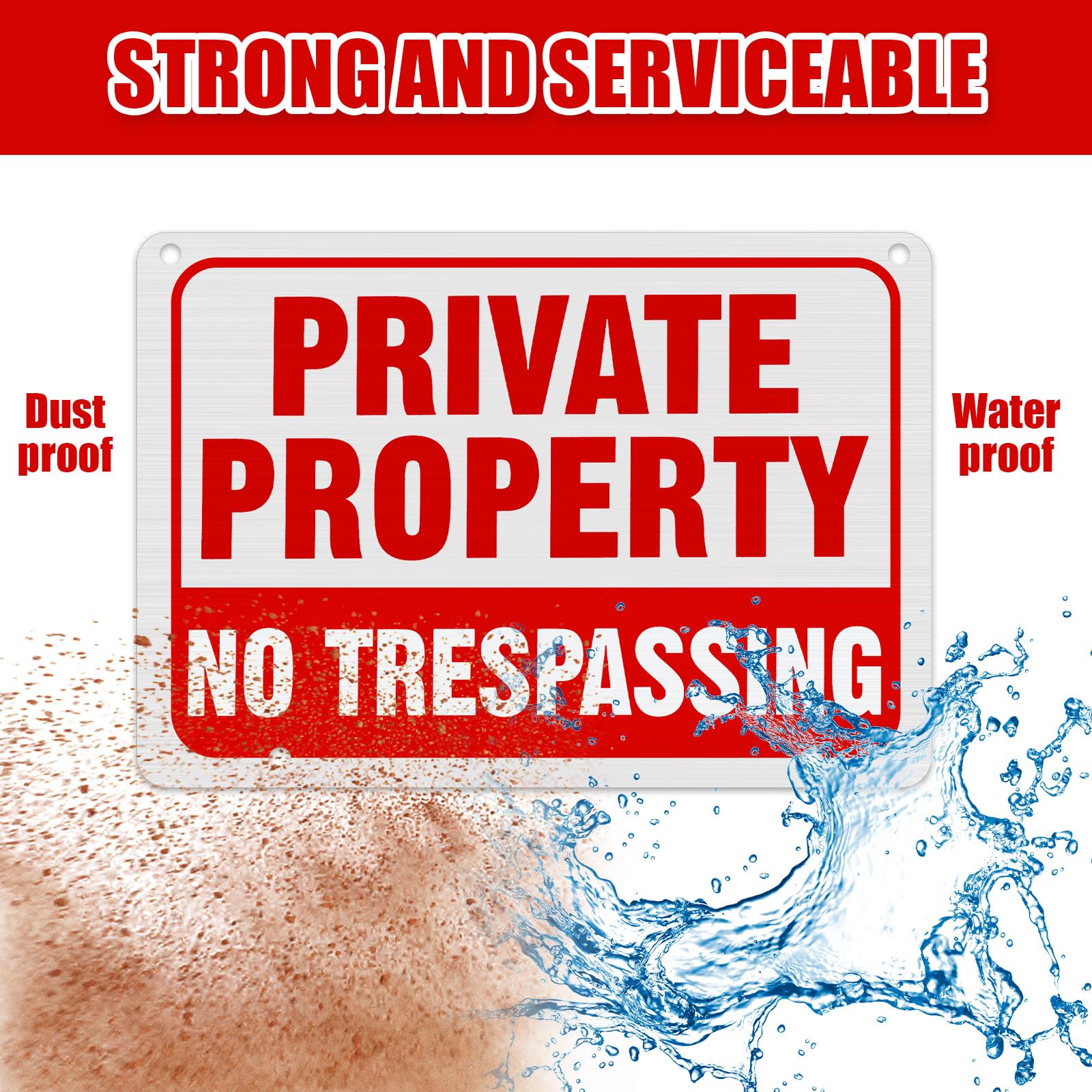 Zonon Lot de 6 panneaux en métal « No Trespassing » - 30,5 x 20,3 cm - Panneaux de propriété privée avec piquet en H réfléchissant en aluminium - Résistant aux intempéries - Pour extérieur - Facile à