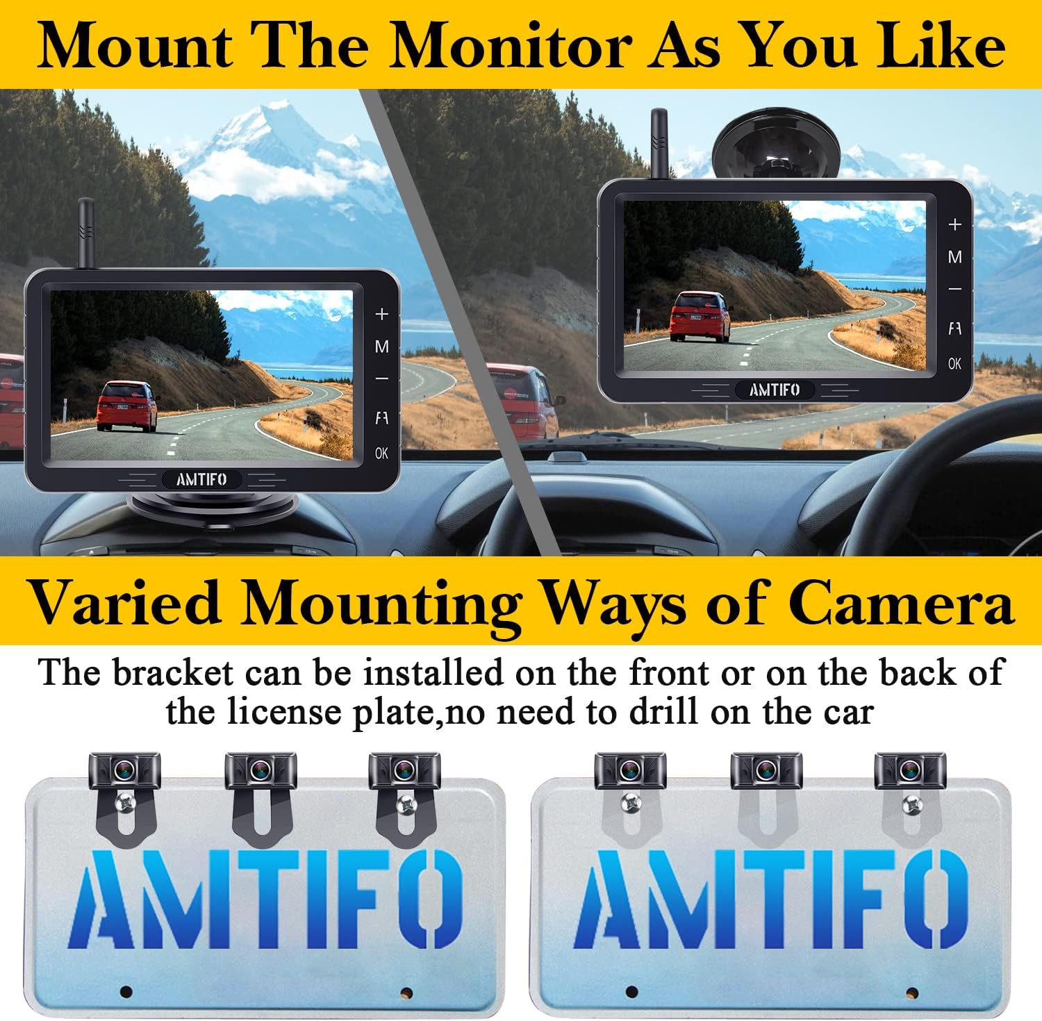 Monitor mounting options on a car dashboard