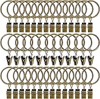 Vista 41 de Paquete de 100 anillos de cortina con clips, clips para cortinas con anillos, anillos de cortina de 1.26 pulgadas de diámetro interior, se adapta a