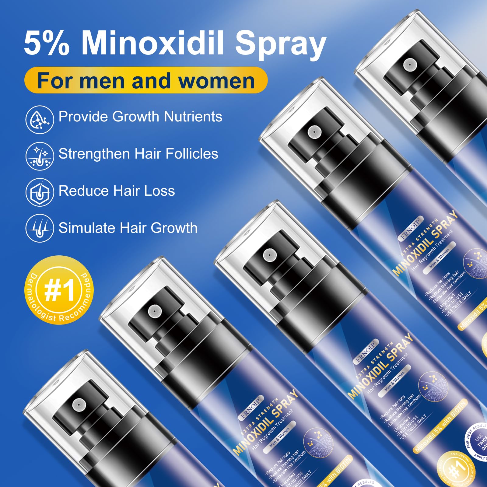 5% Minoxidil Hair & Beard Regrowth Spray with Biotin for Men & Women