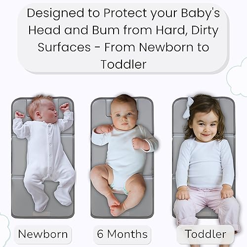 Miniatura 5 de Cambiador de pañales portátil, tapete cambiador de pañales plegable compacto con bolsillo reversible para pañales y toallitas, impermeable, lavable