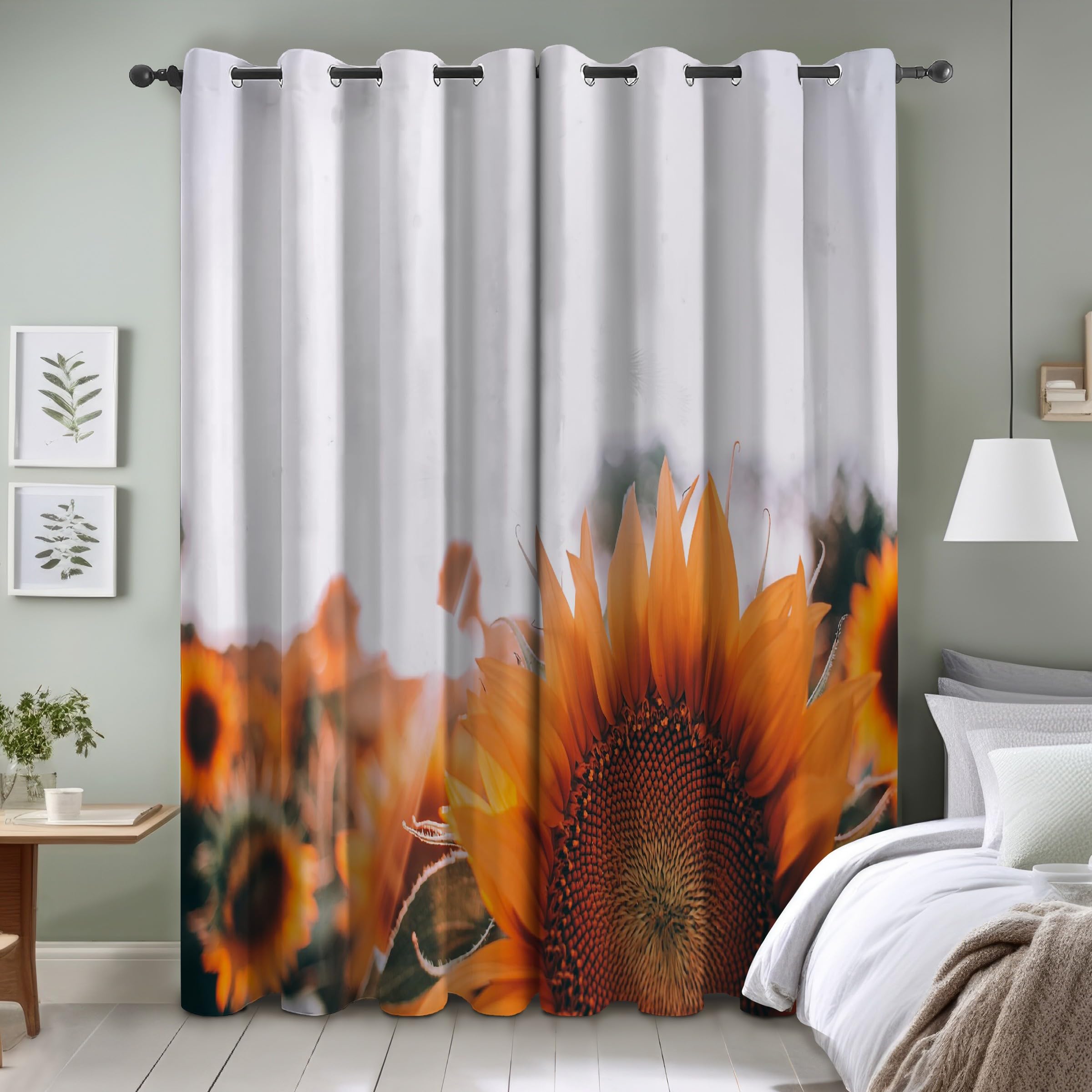 Genérico Izolowane termicznie zasłony zaciemniające 2 sztuki - 140x175cm, chabrowe dzikie kwiaty, zasłony dekoracyjne salon/sypialnia, z pierścieniem do zasłony PA2494