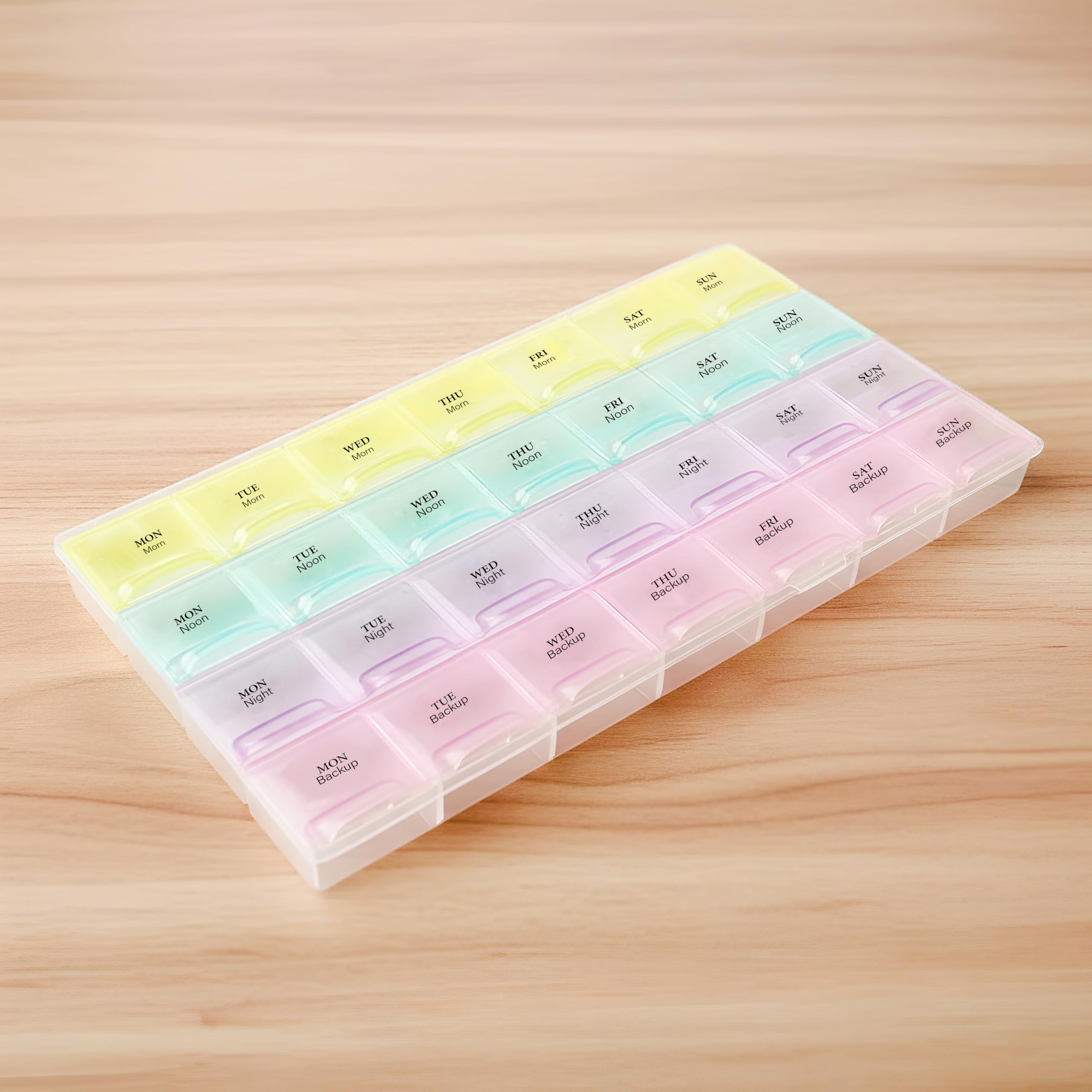 Oblivion 7-Day Medicine Organizer Box – Portable Weekly Pill Planner Case for Home, Compact Travel Container & Vitamin Holder for Daily Health Storage and 4-Week Dispenser Kit