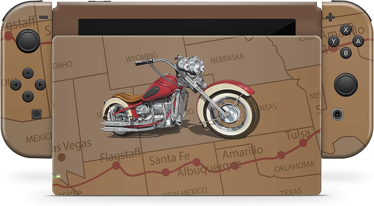 Tacky Design Retro Skin Compatible with Nintendo Switch Skin Wrap Cover, Motorcycle Skin for Nintendo Switch Sticker, Premium Vinyl 3M Full Wrap Decal Compatible with Joy-Con, Console, Dock.