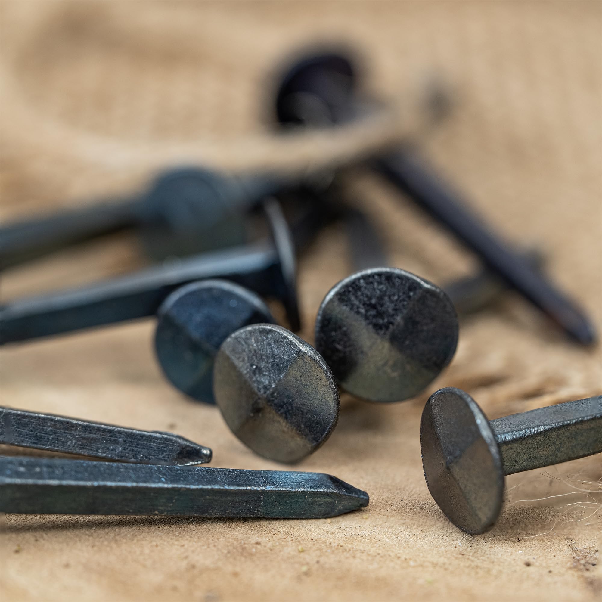 Lot de 10 clous d'ancrage, 60 mm de long, forgés, aspect vieilli, surface bleu-noir